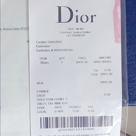 Dior Receipt Template